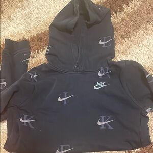 Nike Blue and Gray Logo Hoodie
